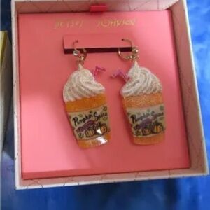 Betsy Johnson Pumpkin spice Latte earrings New in Box